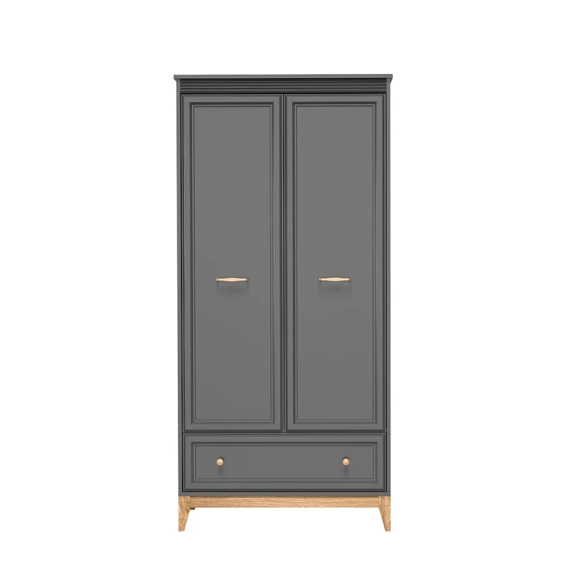 Kombinierter Kleiderschrank 92 cm SKYLER – Grau/Eiche