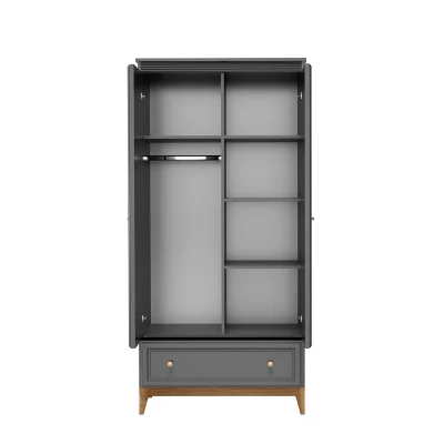 Kombinierter Kleiderschrank 92 cm SKYLER – Grau/Eiche