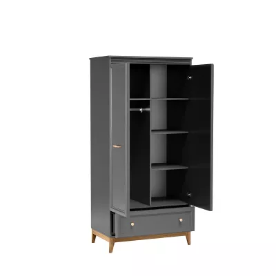 Kombinierter Kleiderschrank 92 cm SKYLER – Grau/Eiche