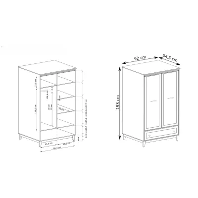 Kombinierter Kleiderschrank 92 cm SKYLER – Grau/Eiche