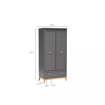 Kombinierter Kleiderschrank 92 cm SKYLER – Grau/Eiche