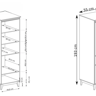 Vitrine mit Glastüren SKYLER – Grau/Eiche