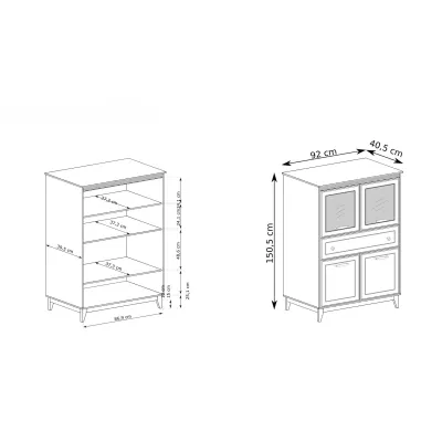 Glasvitrine SKYLER - grau / eiche