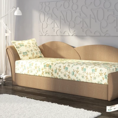 Schlafsofa mit Stauraum 80x180 RESTARA - gemustert / beige, links
