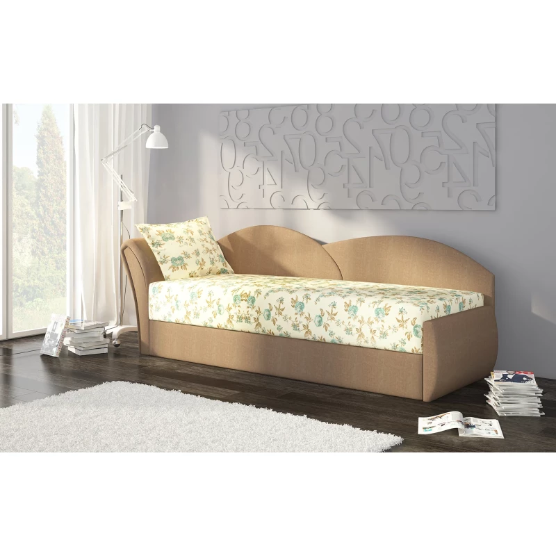 Schlafsofa mit Stauraum 80x180 RESTARA - gemustert / beige, links