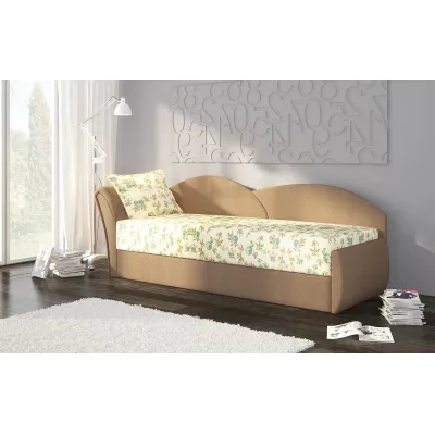 Schlafsofa mit Stauraum 80x180 RESTARA - gemustert / beige, links
