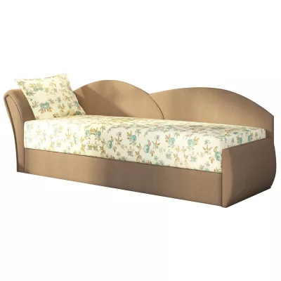 Schlafsofa mit Stauraum 80x180 RESTARA - gemustert / beige, links