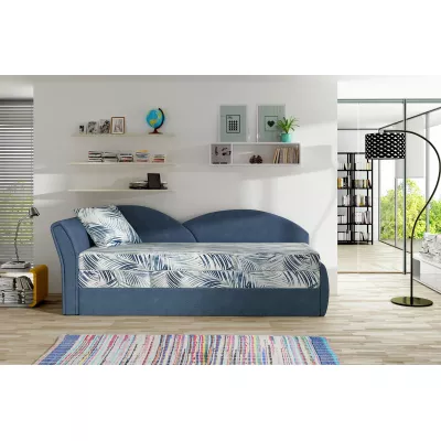 Schlafsofa mit Stauraum 80x180 RESTARA - gemustert / blau, links