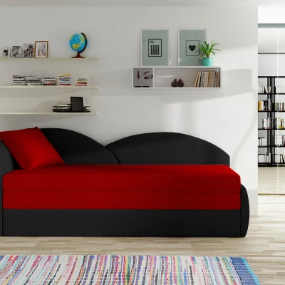 Schlafsofa mit Stauraum 80x180 RESTARA - rot/schwarz, links