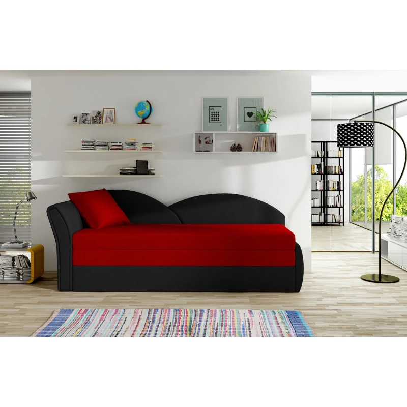 Schlafsofa mit Stauraum 80x180 RESTARA - rot/schwarz, links