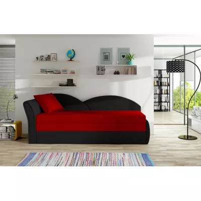 Schlafsofa mit Stauraum 80x180 RESTARA - rot/schwarz, links