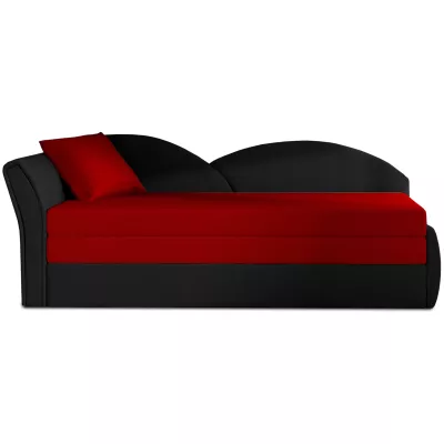Schlafsofa mit Stauraum 80x180 RESTARA - rot/schwarz, links