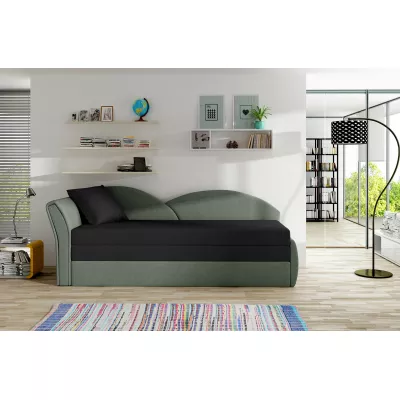 Schlafsofa mit Stauraum 80x180 RESTARA - schwarz/grau, links