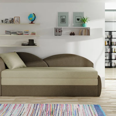 Schlafsofa mit Stauraum 80x180 RESTARA - beige/dunkelbraun, links