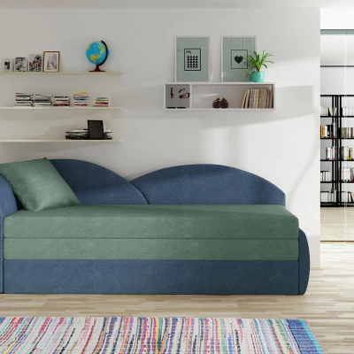 Schlafsofa mit Stauraum 80x180 RESTARA - Hellgrün, Blau / links