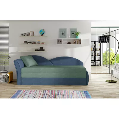 Schlafsofa mit Stauraum 80x180 RESTARA - Hellgrün, Blau / links