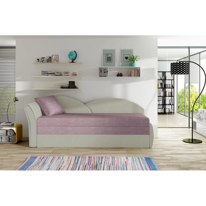 Schlafsofa mit Stauraum 80x180 RESTARA - rosa/grau, links
