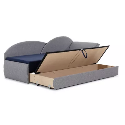 Schlafsofa mit Stauraum 80x180 RESTARA - Hellgrün, Blau / links