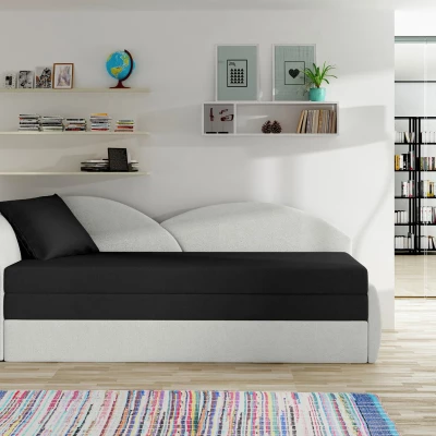 Schlafsofa mit Stauraum 80x180 RESTARA - schwarz/weiß, links
