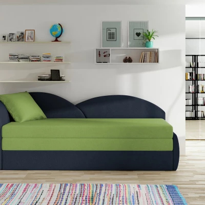 Schlafsofa mit Stauraum 80x180 RESTARA - grün/dunkelblau, links