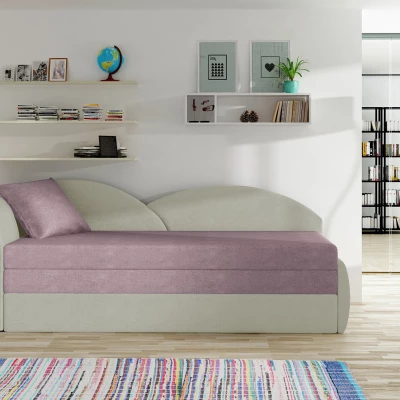 Schlafsofa mit Stauraum 80x180 RESTARA - hellrosa/beige, links