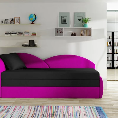 Schlafsofa mit Stauraum 80x180 RESTARA - schwarz/rosa, links