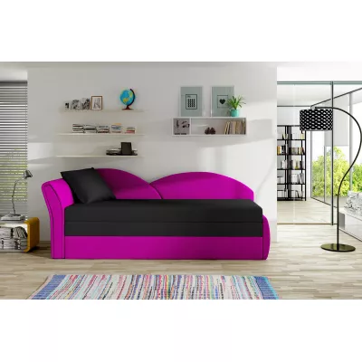 Schlafsofa mit Stauraum 80x180 RESTARA - schwarz/rosa, links