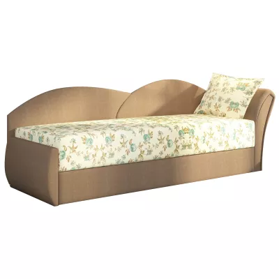 Schlafsofa mit Stauraum 80x180 RESTARA - gemustert / beige, rechts