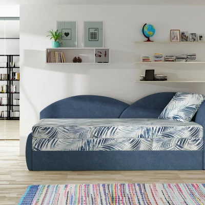 Schlafsofa mit Stauraum 80x180 RESTARA - gemustert / blau, rechts