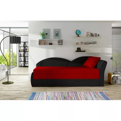 Schlafsofa mit Stauraum 80x180 RESTARA - rot/schwarz, rechts