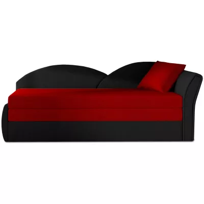 Schlafsofa mit Stauraum 80x180 RESTARA - rot/schwarz, rechts