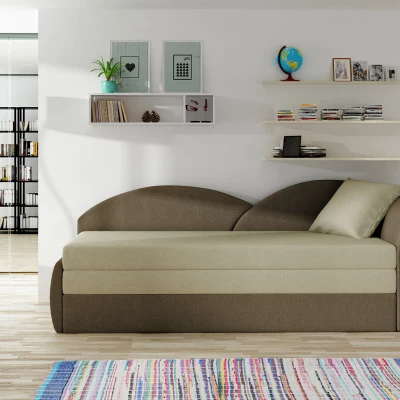 Schlafsofa mit Stauraum 80x180 RESTARA - beige/dunkelbraun, rechts
