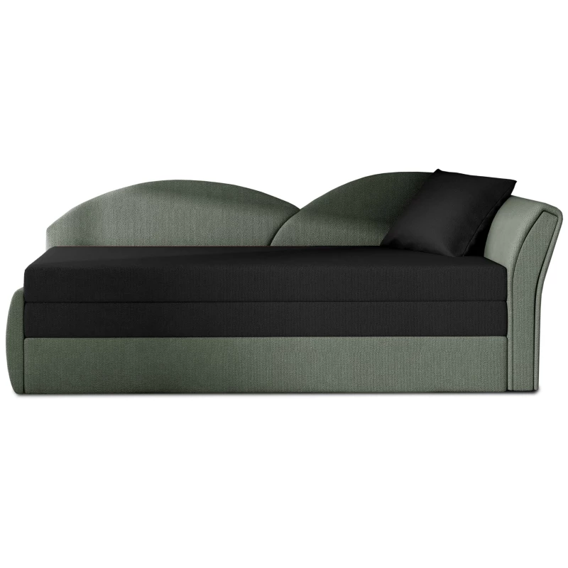 Schlafsofa mit Stauraum 80x180 RESTARA - schwarz/grau, rechts