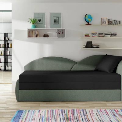 Schlafsofa mit Stauraum 80x180 RESTARA - schwarz/grau, rechts