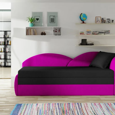 Schlafsofa mit Stauraum 80x180 RESTARA - schwarz/rosa, rechts