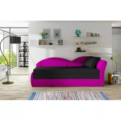 Schlafsofa mit Stauraum 80x180 RESTARA - schwarz/rosa, rechts