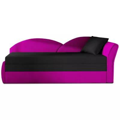Schlafsofa mit Stauraum 80x180 RESTARA - schwarz/rosa, rechts