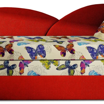 Schlafsofa mit Stauraum 80x180 RESTARA - gemustert / rot, rechts