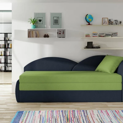 Schlafsofa mit Stauraum 80x180 RESTARA - grün/dunkelblau, rechts