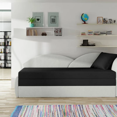 Schlafsofa mit Stauraum 80x180 RESTARA - schwarz/weiß, rechts