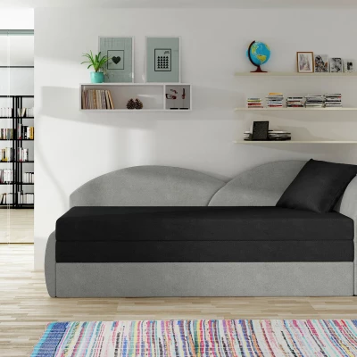 Schlafsofa mit Stauraum 80x180 RESTARA - schwarz/hellgrau, rechts