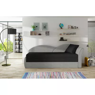 Schlafsofa mit Stauraum 80x180 RESTARA - schwarz/hellgrau, rechts