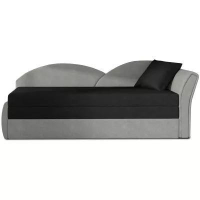 Schlafsofa mit Stauraum 80x180 RESTARA - schwarz/hellgrau, rechts