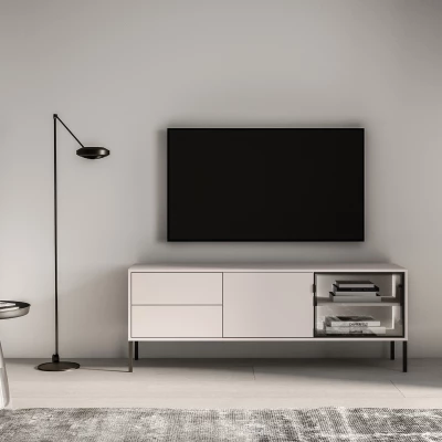 TV-Ständer aus Glas CALLISTA - Kaschmir