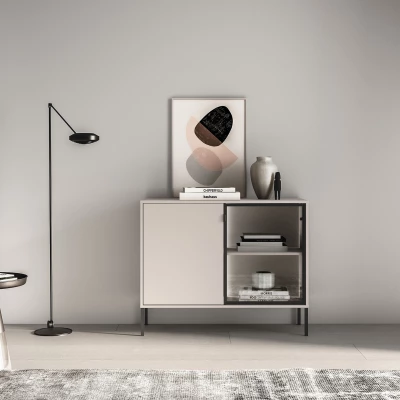 Kommode mit Glastüren CALLISTA - Kaschmir