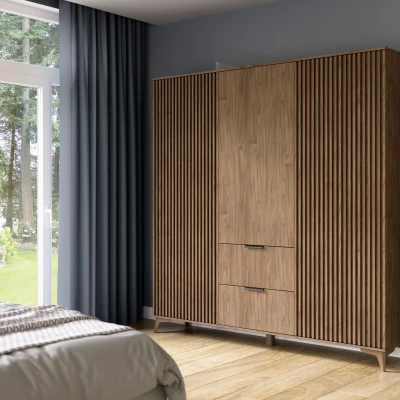 Kombinierter Kleiderschrank 185 cm ISADORA – Eiche, handgefertigt