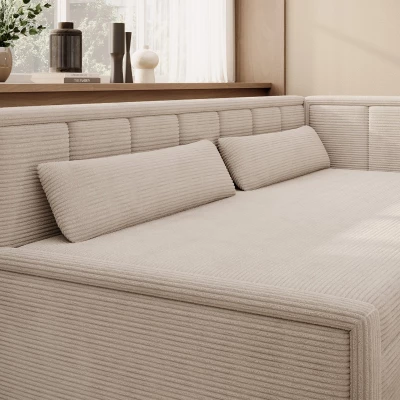 Schlafsofa mit Stauraum 75x200 SLORA - hellbeige, echtes Design