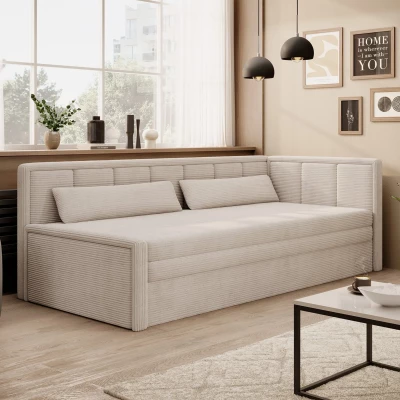 Schlafsofa mit Stauraum 75x200 SLORA - hellbeige, echtes Design