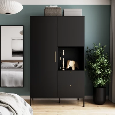 Kleiderschrank mit Schubladen 120 cm CYMBELINE - schwarz