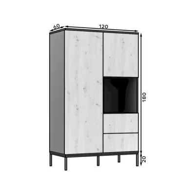 Kleiderschrank mit Schubladen 120 cm CYMBELINE - schwarz / Eiche handwerklich